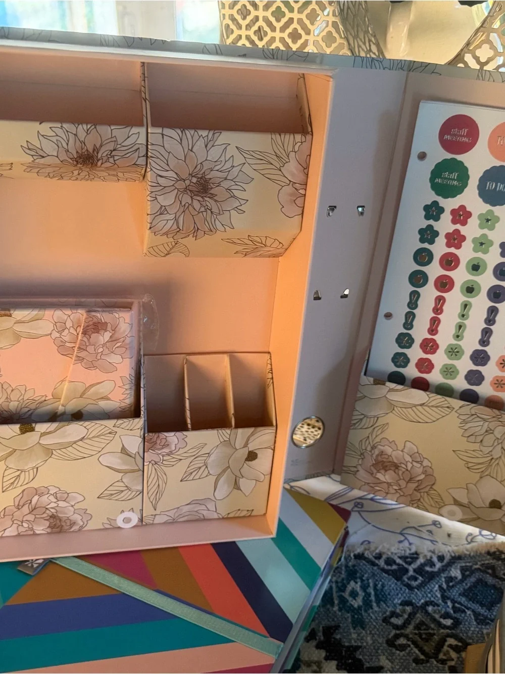 Floral Decorative Storage Box in Cream and Pink